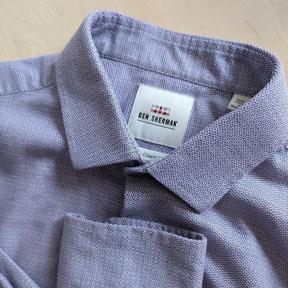 Ben Sherman Purple Waffle Texture Dress Shirt - Picture 9 of 15